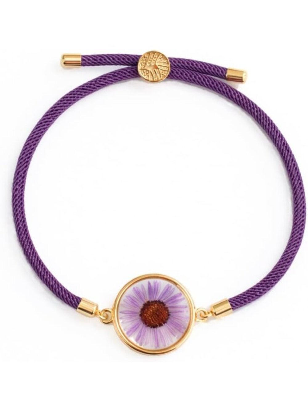 Personalized Adjustable Birth Month Flower Bracelet - Dried Pressed Floral Gift